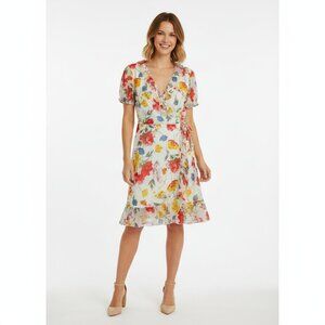 Only – Vibrant Floral Mini Wrap Dress (Size 38 / Fits Like M)